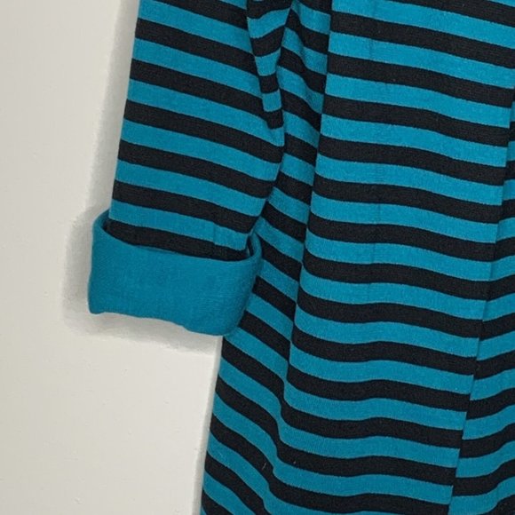 Stuart Alan Petites Sweater Dress Womans 12 Teal Black Stripe No Sleeve w/Jacket - Picture 5 of 16